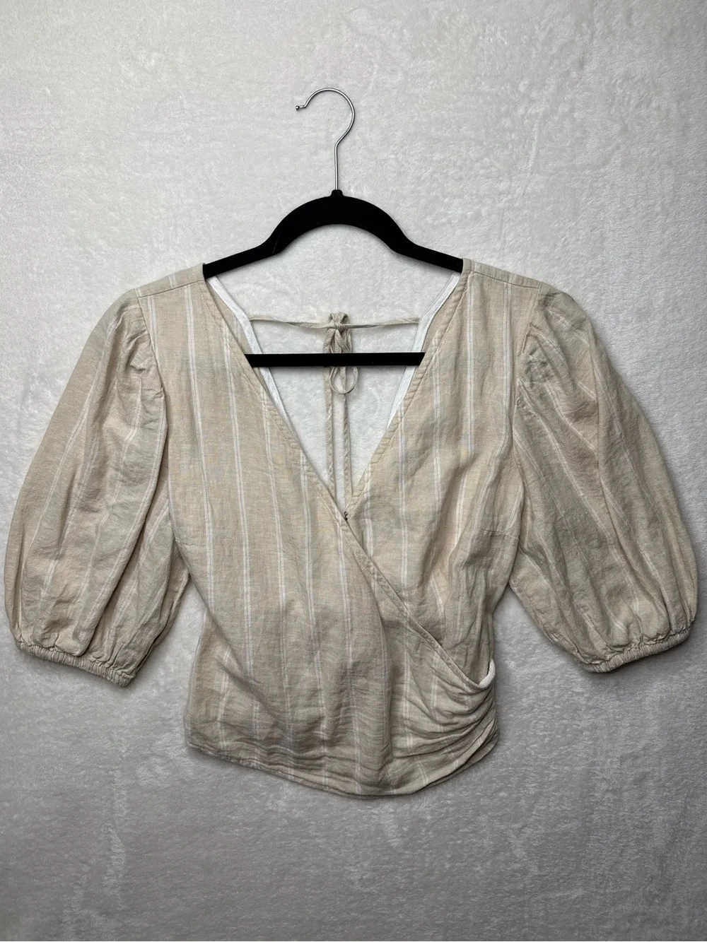 Abercrombie & Fitch - Beige Striped Wrap Blouse